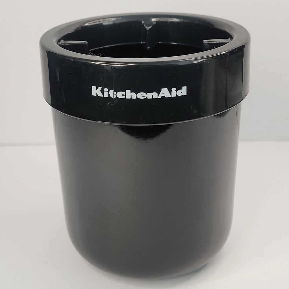 KitchenAid Black Ceramic Utensil Holder Crock Storage Organizer Plastic Rim Top